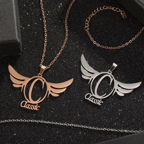 Heart Shaped Angel Wings Necklace Etsy