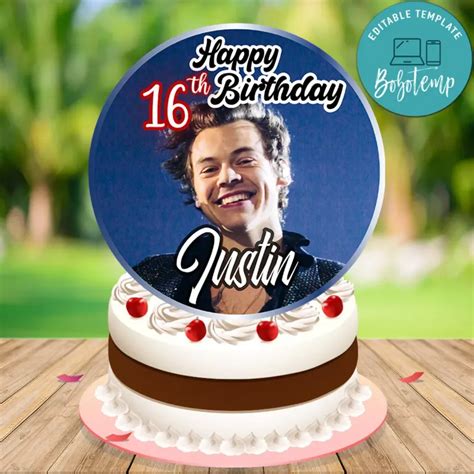 Harry Styles Birthday Cake Topper Template Printable Diy Bobotemp