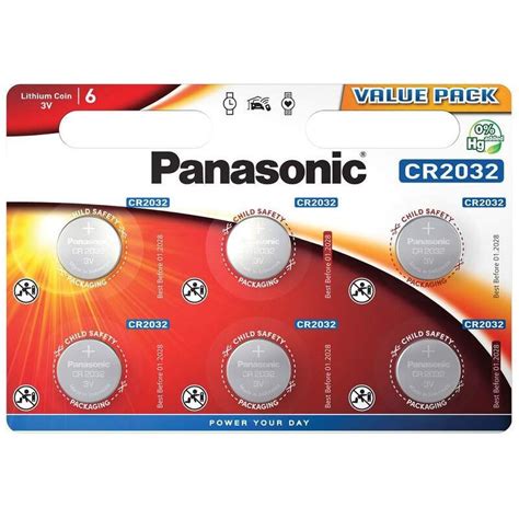 6 Piles Bouton Lithium Panasonic 3V CR2032