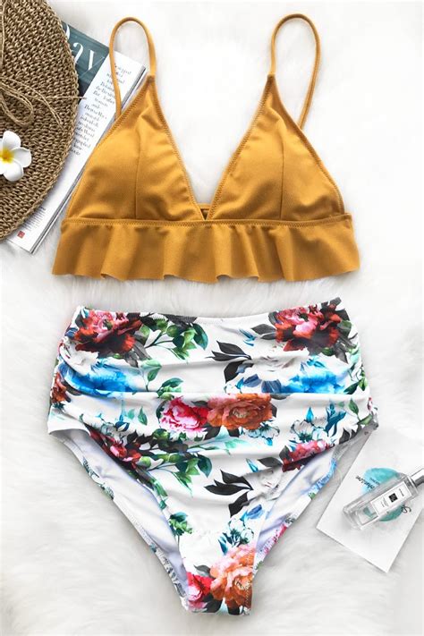 Bikini Estampado Con Volantes