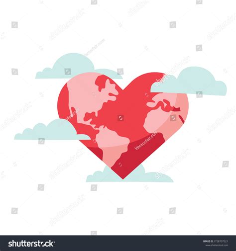 World Planet Earth Heart Shape Vector Stock Vector Royalty Free