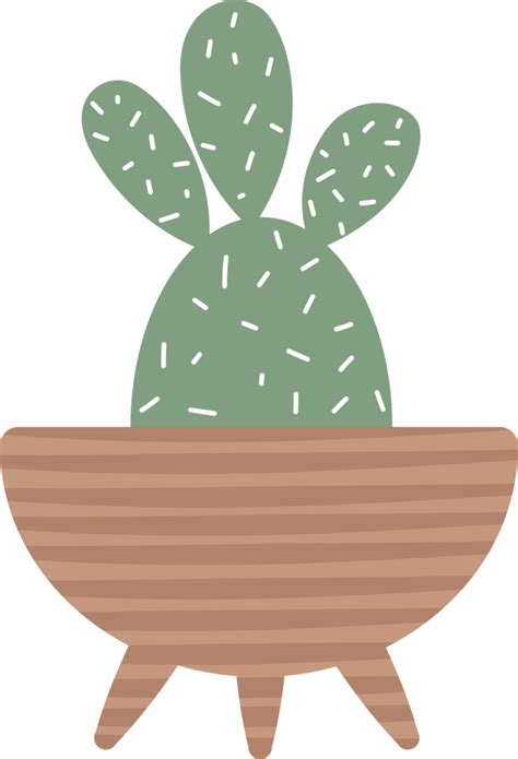 Isolated Of Cute Cactus In Pot Flat Style Png