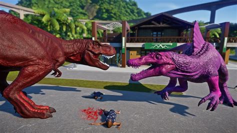 Spinosaurus Vs T Rex Vs Indominus Rex Breakout Fight Jurassic World