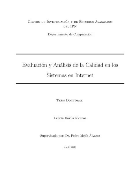 PDF Evaluacion Y Analisis De La Calidad En Los Sistemas En