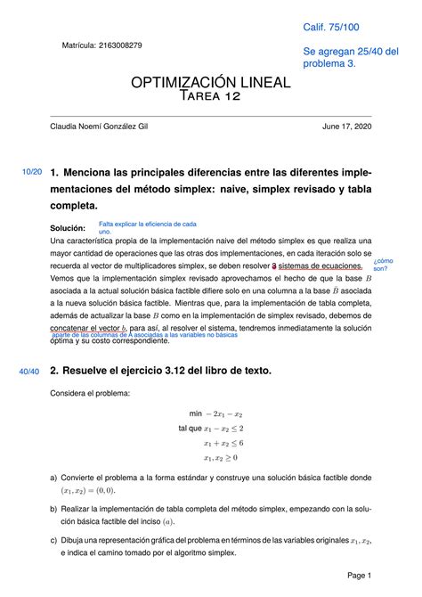 Solution Tarea Resuelta Optimizacion Lineal Uam Studypool