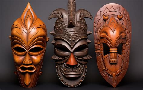 premium ai image showcase beauty  handcarved cultural masks