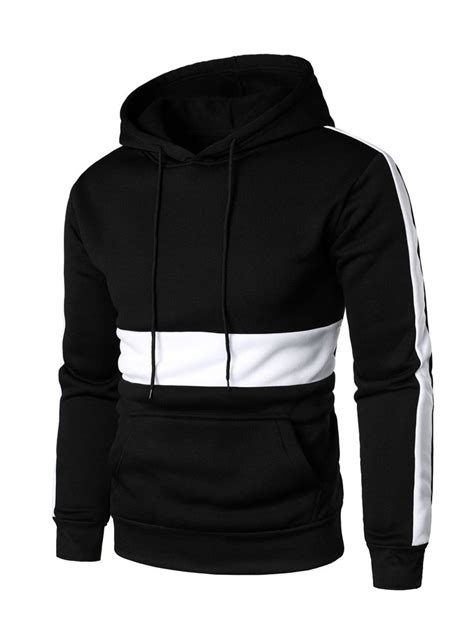 Men Colorblock Kangaroo Pocket Drawstring Hoodie Hoodie Fashion