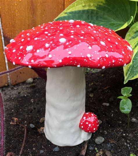 Ceramic Mushroom Amanita Muscaria Garden Art Handmade Etsy Garden