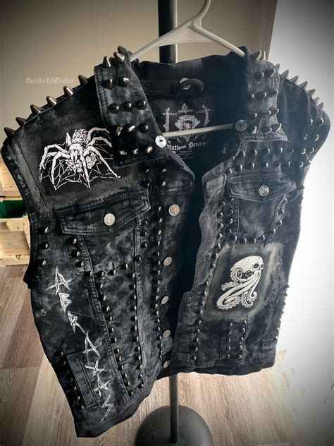 Custom Punk Studded Spiked Patch Vest Leatherdenim Official Website In