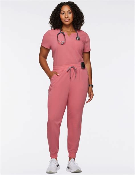 Womens 1 Pocket Tuck In Scrub Top In Dusty Rose Medical Scrubs By Jaanuu