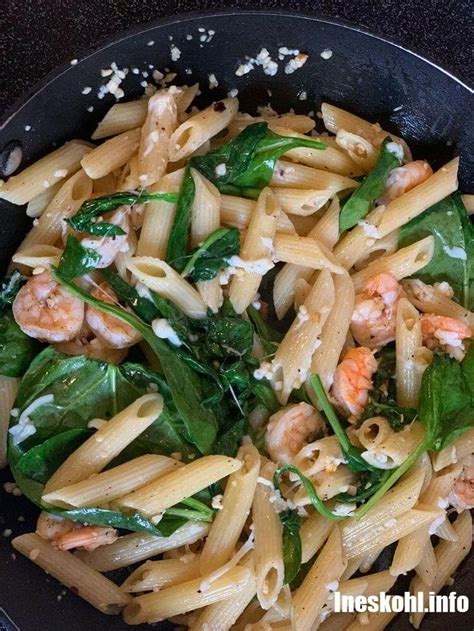Cheese Shrimp Penne Pasta & Spinach