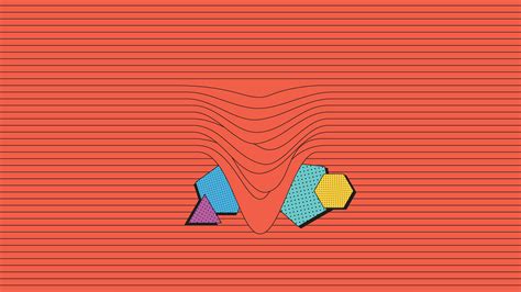 Minimalism Digital Art Vertical Lines Hexagon Triangle Red Background Dots Geometry Abstract Com