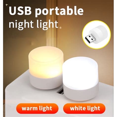 Mini Lâmpada Noturna USB Luz Branca Quente Proteção dos Olhos para