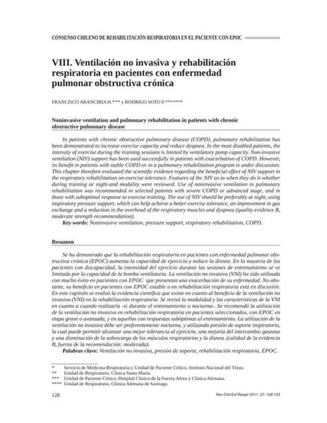 Ventilaci N No Invasiva Y Rehabilitaci N Respiratoria En Pacientes Con