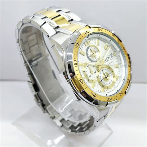 Casio Edifice Chronograph Efr Sg Av Silver Gold Dual Tone Quartz