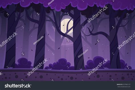 Night Forest Background Stock Vector 257965127 : Shutterstock