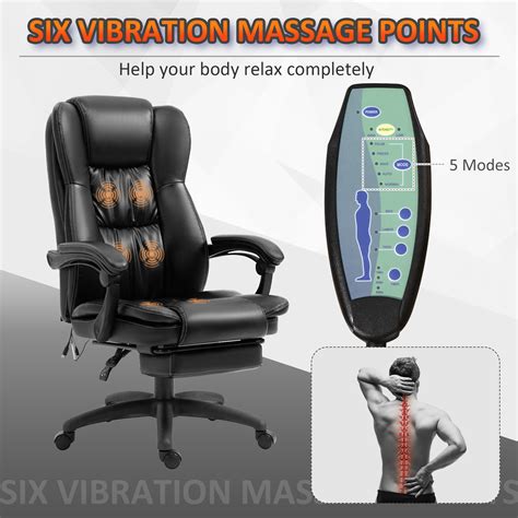 Vinsetto Ergonomic Massager Office Chair 6 Point Vibration 5 Modes Reclining Back