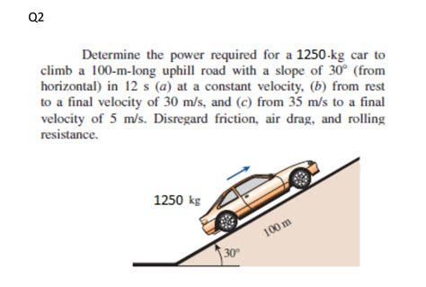 Solved Q Determine The Power Required For A Kg Car To Chegg