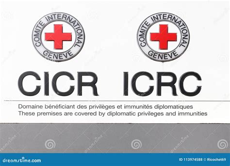 ICRC Logo in English and French on a Panel Editorial Stock Photo ...