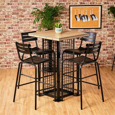 Wood Effect Bar Table Gabion Range Woodberry