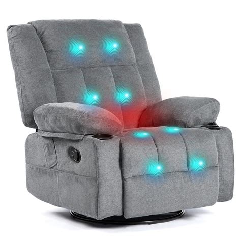 Electric Power Recliner Chair With Massage And Heat Plush Fabric Reclining Chair Sofa For Bedroom