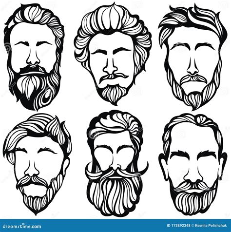 Haircuts Shaves Logo Black Beard Man With Thick Beards Design