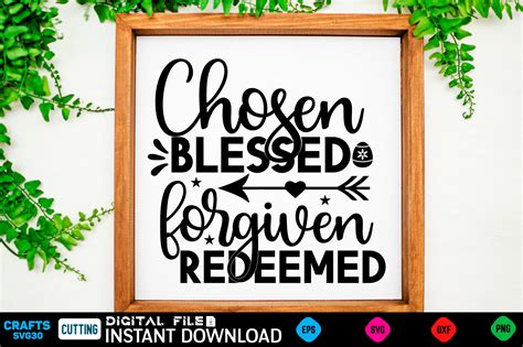 Chosen Blessed Forgiven Redeemed Easter Rabbit Easter Svg Baby Girl