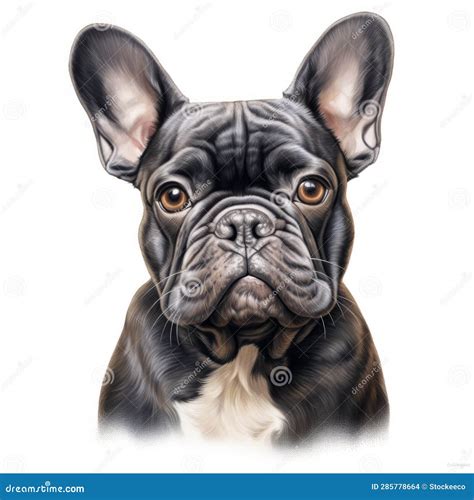 Detailed Charcoal Drawing of a French Bulldog in Realistic Colors Stock ...