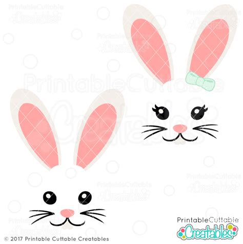 Art Collectibles Bunny Svg Silhouette Cut File Easter Svg Bunny Face