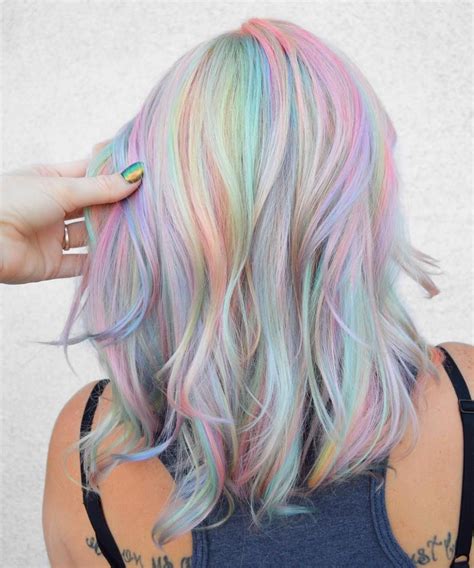 Holographic Hair Trend And How To Try It Holographic Hair Rainbow Hair Color Hair Color Pastel