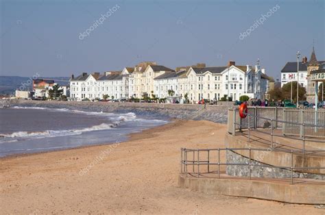 Exmouth beach and seafront Devon South West England a popular tourist ...