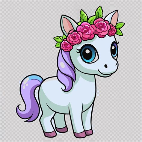 Premium Vector A Cute Unicorn With A Flower Crown On Its Head