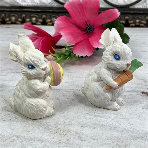 Vintage Bunny Rabbit Figurines By Russ Berrie Miniature Etsy