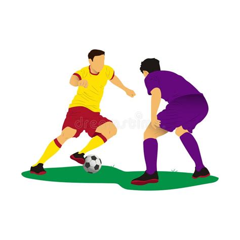 Soccer Player Duel for the Ball Vector Clip Art. Stock Vector ...