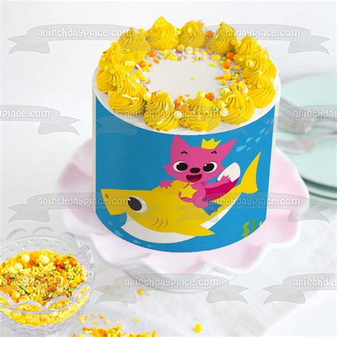 Pinkfong Riding Baby Shark Edible Cake Topper Image Abpid In