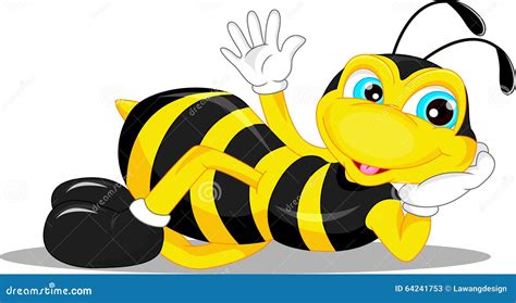 Cute Bee Cartoon Waving Stock Vector Illustration Of Pollinate 64241753