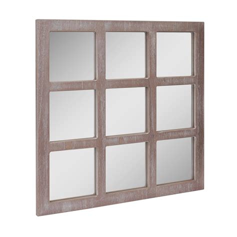 Stonebriar Square Rustic 9 Panel Window Pane Hanging Wall Mirror With