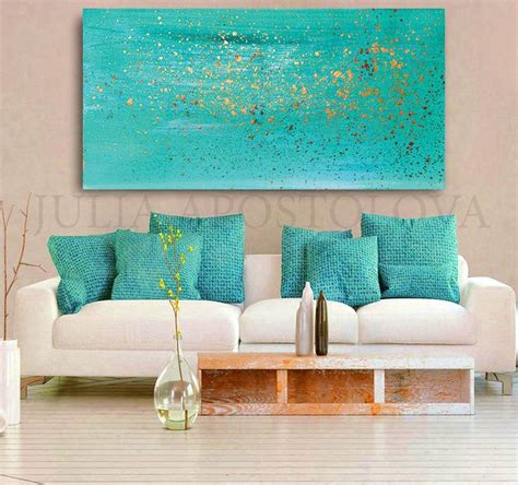 Turquoise Painting Minimalist Canvas Wall Art Turquoise Home Etsy