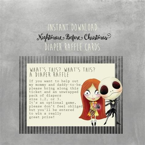 Nightmare Before Christmas Baby Shower Diaper Raffle Cards Instant