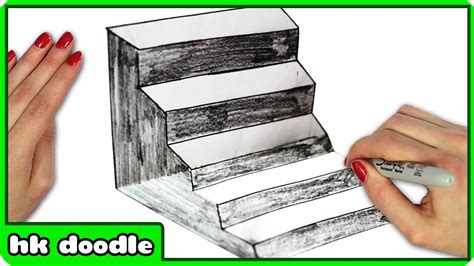 How To Draw 3d Stairs Optical Illusion Easy Step By Step Drawing