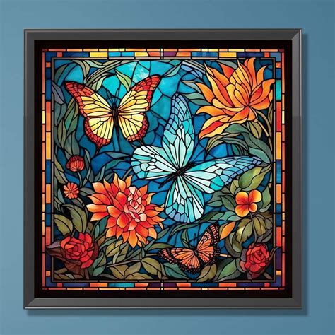 5D DIY Full Round Drill Diamond Painting Stained Glass Flower Home