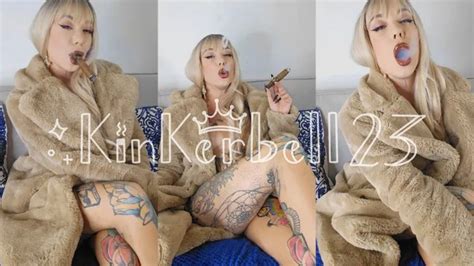 Enjoying Big Cigar Naked Whilst Wrapped In Fur With Kinkerbell