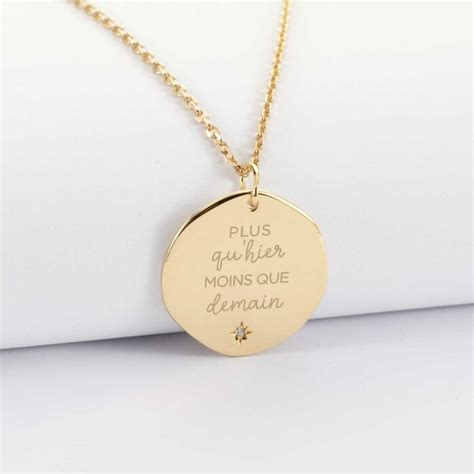 Pendentif Plaqu Or Personnalis M Daille Grav E Scintillante Mm