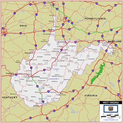 West Virginia Road Map Highway Virginia Map