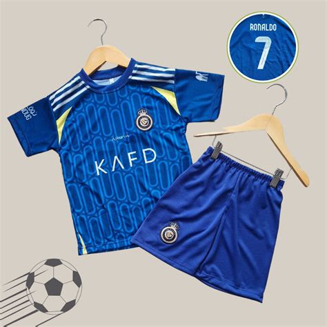 Conjunto Infantil De Time Futebol Cristiano Ronaldo AZUL Camisa E Short