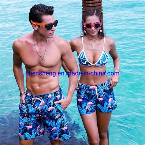 Fashion Couple Quick Dry Breathable Guangdong Swimsuit Men Beach Wear