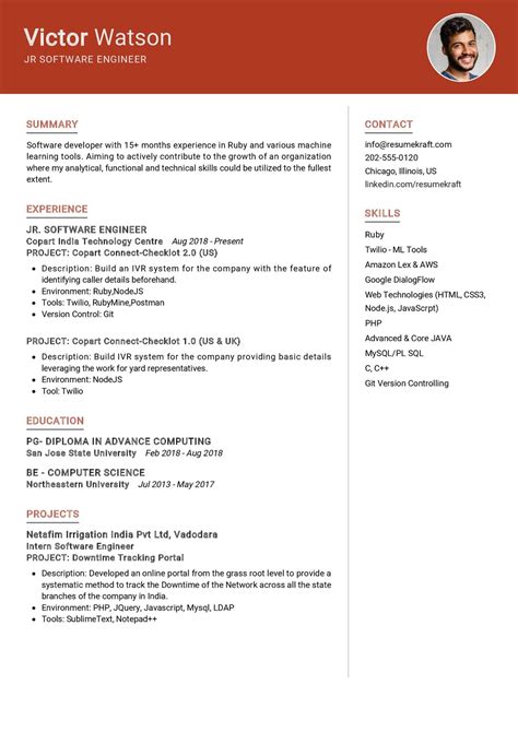 Junior Software Engineer Resume Template In Resumekraft