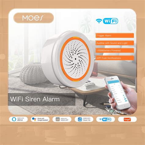 Moes Tuya Wifi Smart Siren Sound Light Alarm Sensor Smart Life Siren