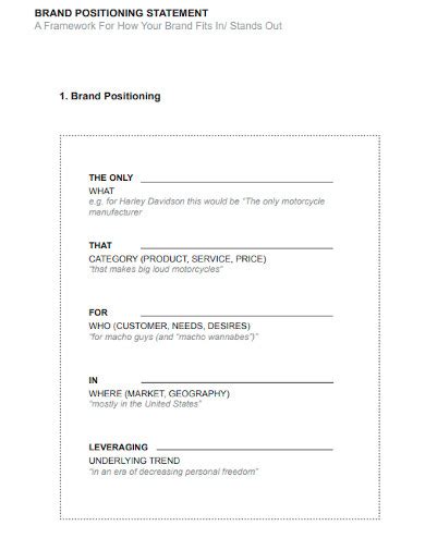 FREE 10+ Brand Positioning Statement Samples [ Worksheet, Personal ...