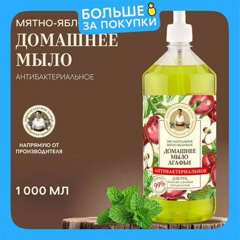 Рецепты бабушки Агафьи Домашнее Мятно-яблочное Жидкое мыло для кухни ...